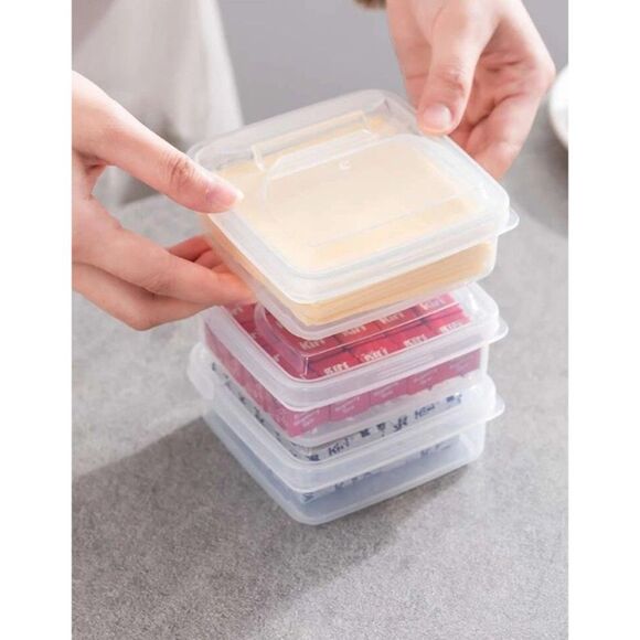 Clear Food Storage Box Plastic Refrigerator Cheese Box 3 PCS Makeup Container Sb - Picture 5 of 7
